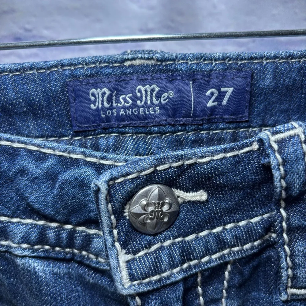 Miss Me Los Angeles Curvy Boot Cut Embellished  Beaded Jeans Bling Size 27x29.5